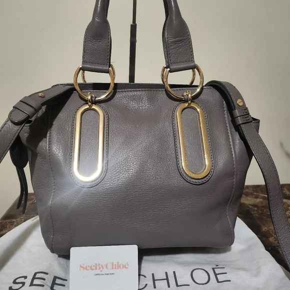 See By Chloe Paige Grey Leather 2way Shoulder Bag, Dustbag & COA EUC - Picture 1 of 15